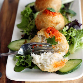 fried rice balls recipe.