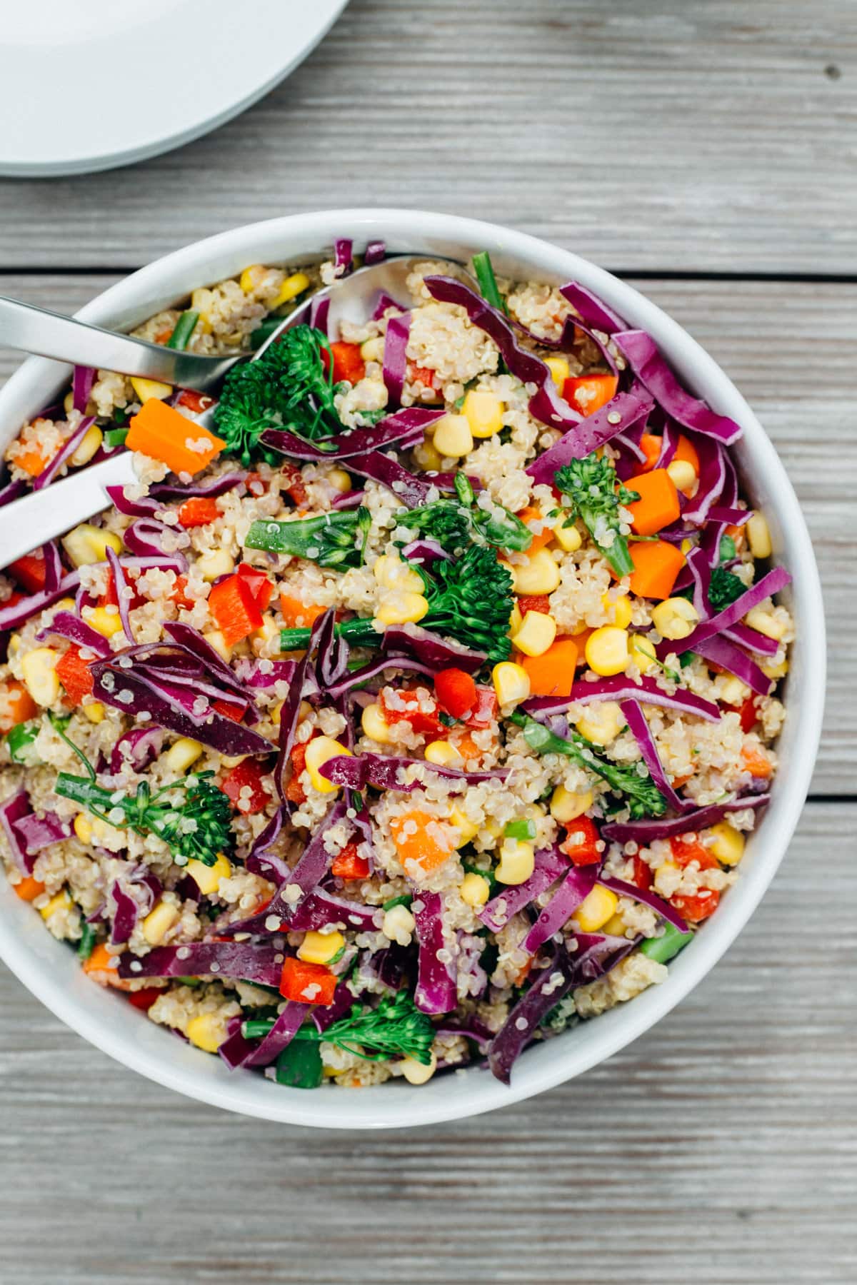 Rainbow Quinoa Salad Jars with Peanut Miso Dressing - Healthyish Appetite