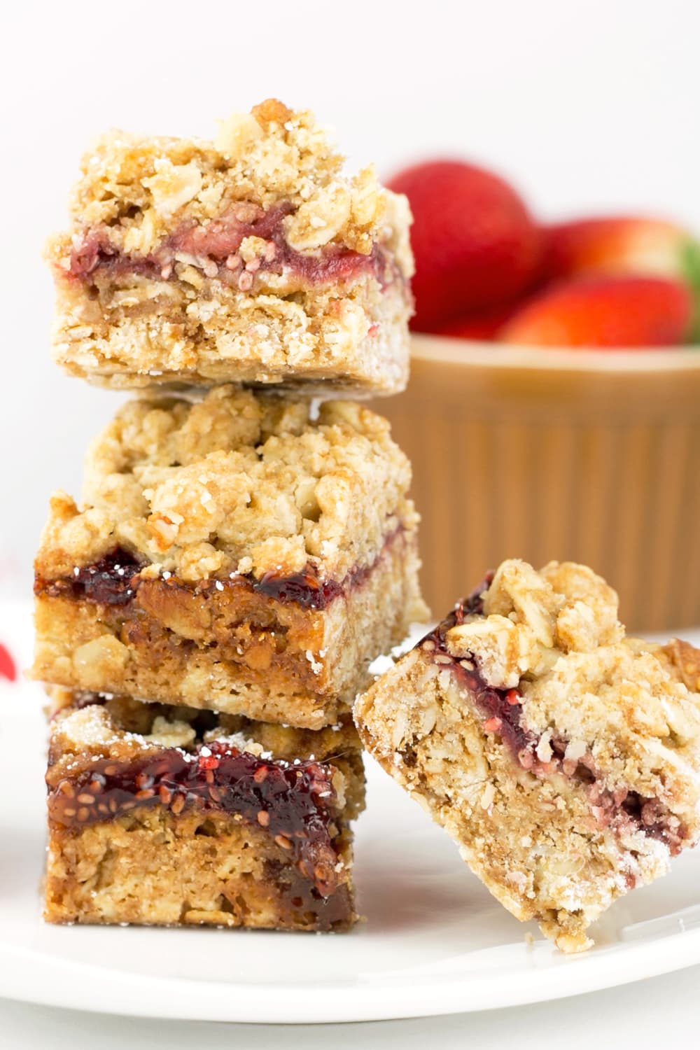 Vegan Oatmeal Cookie Bars with Homemade Strawberry Chia Seed Jam