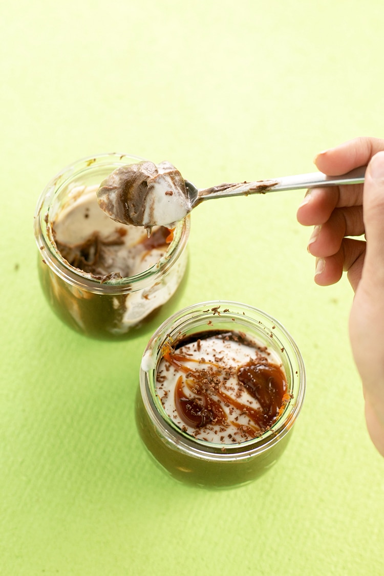 Avocado Chocolate Pudding for Two - a creamy, rich chocolate pudding made from Avocados, Cocoa and Maple Syrup, topped with whipped Coconut Cream. Vegan & Gluten Free. #vegan #glutenfree #chocolate #avocado #pudding #coconut #healthy #dessert #delicious #foodporn #yum #sweets