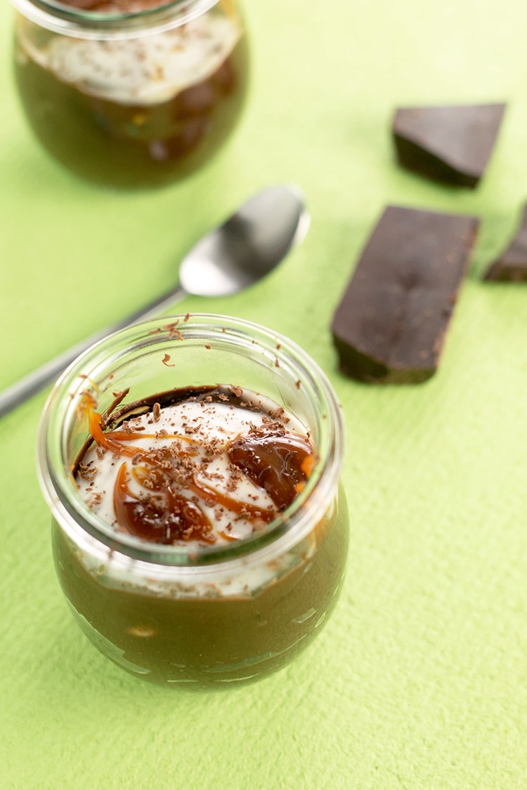 Avocado Chocolate Pudding for Two - a creamy, rich chocolate pudding made from Avocados, Cocoa and Maple Syrup, topped with whipped Coconut Cream. Vegan & Gluten Free. #vegan #glutenfree #chocolate #avocado #pudding #coconut #healthy #dessert #delicious #foodporn #yum #sweets