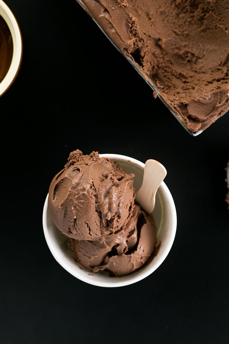 Creamiest Vegan Chocolate Ice Cream - homemade, ultra creamy and scoopable chocolate ice cream made with cashews and coconut milk. Vegan and Gluten Free. #vegan #glutenfree #chocolate #icecream #foodporn #veganfood