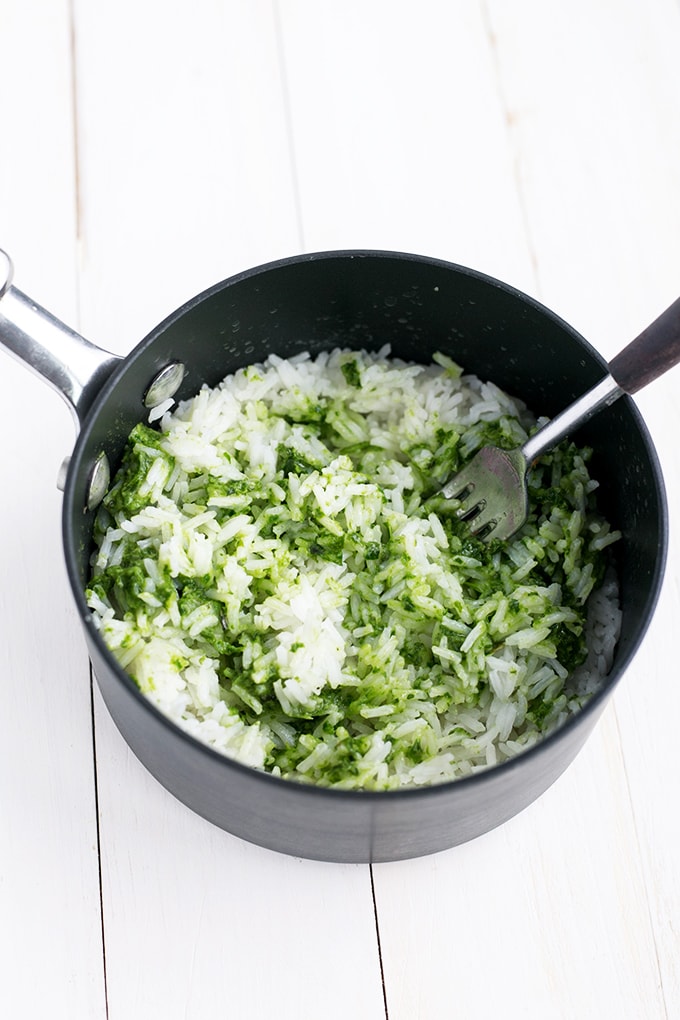 Green Detox Bowl - Thai Basil and Coriander Pesto stirred into rice, topped off with Sauteed Lemon Kale, Broccolini, Carrot and Avocado. #recipe #detox #vegan #healthy #rice #pesto #foodporn