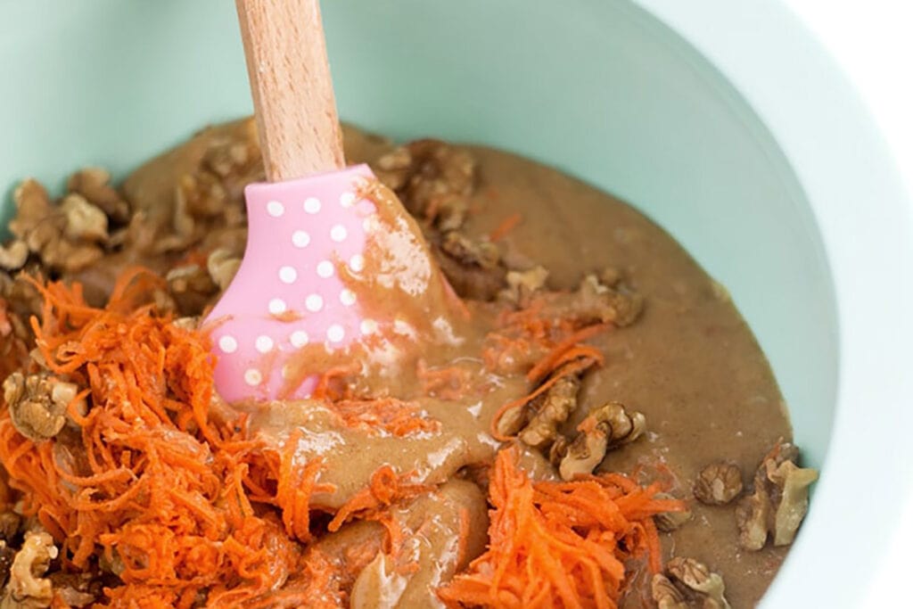 carrot cake mix in bowl.