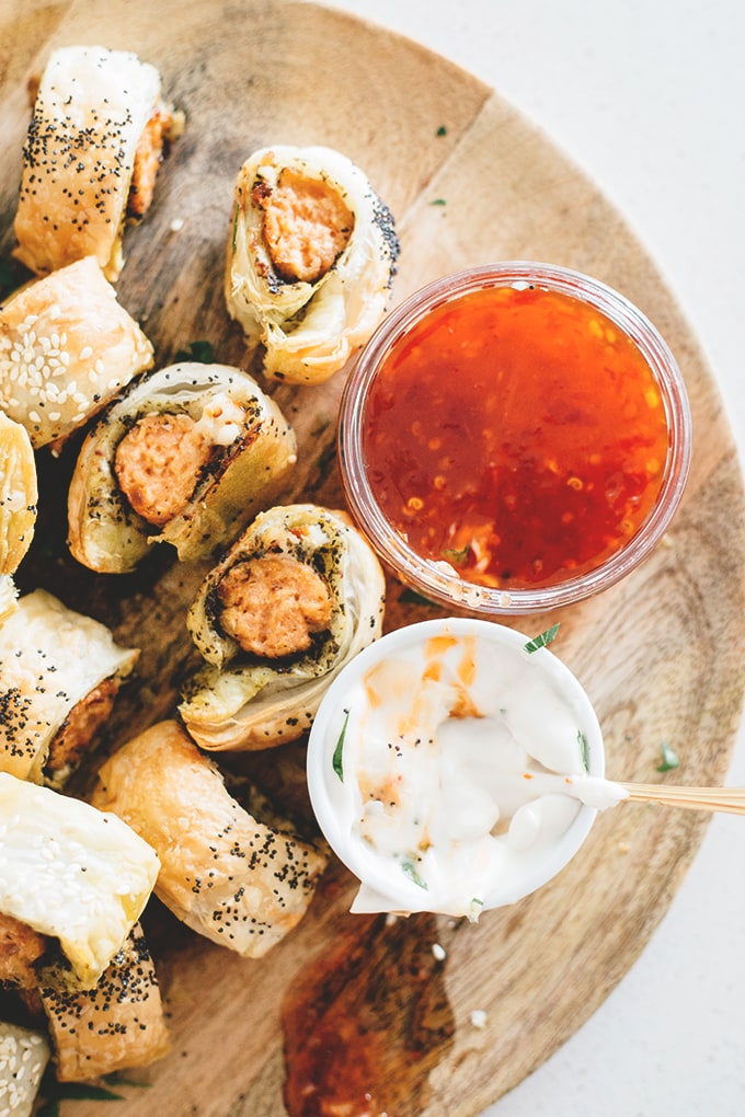 Fancy Vegan Sausage Rolls - Vegan Sausage Rolls with Pesto, Sun Dried Tomato and Vegan Mozzarella. A quick Christmas appetizer for your friends and family. Easily done in under 30 minutes. 