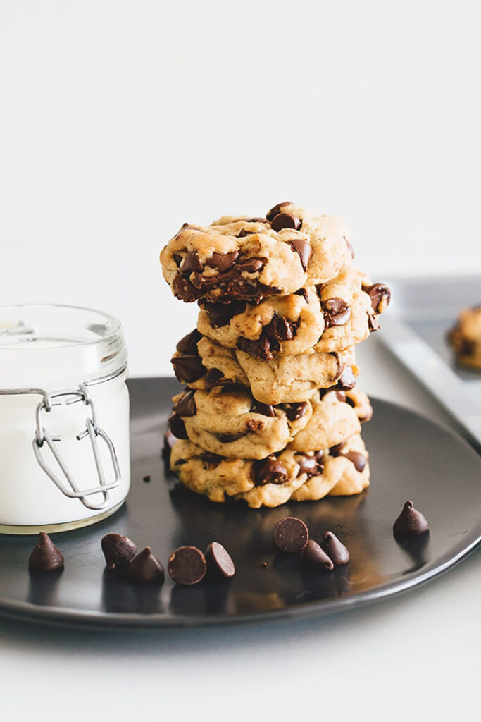 stacked cookies on a plate.