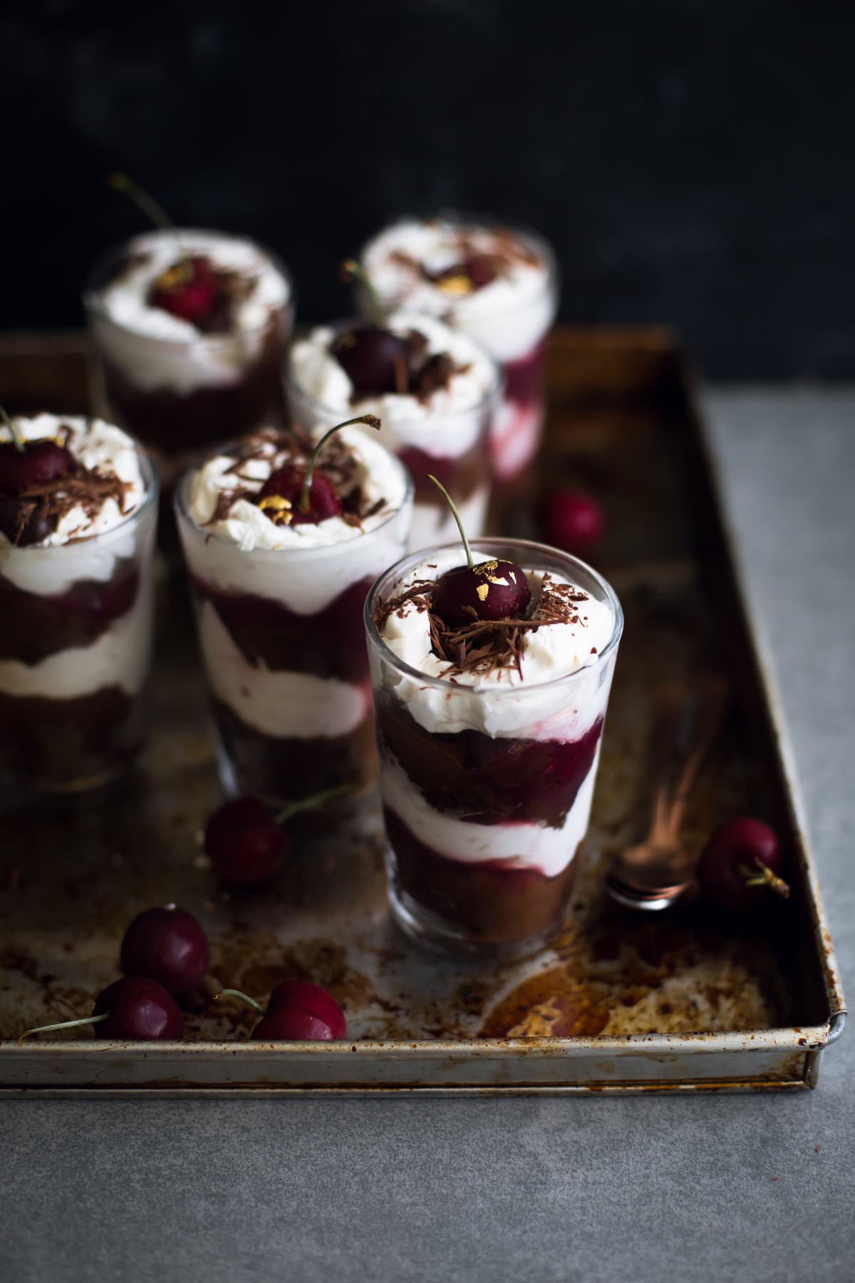 A delicious Vegan Black Forest Cake Trifle. Chocolate Sponge, Kirsch Soaking Syrup, Cherry Filling and Whipped Cream. 100% Omni Approved! #blackforest #cake #cherries #chocolate #cream #dessert #vegandesserts #simple #chocolatedesserts