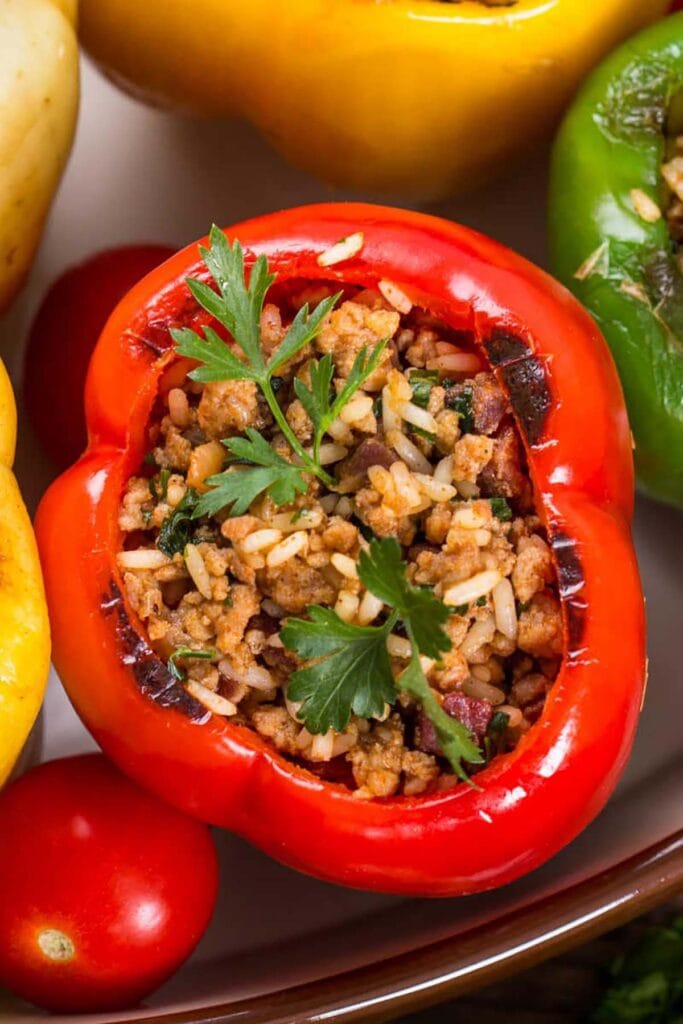 vegan stuffed peppers.