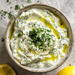 vegan tzatziki in a bowl.