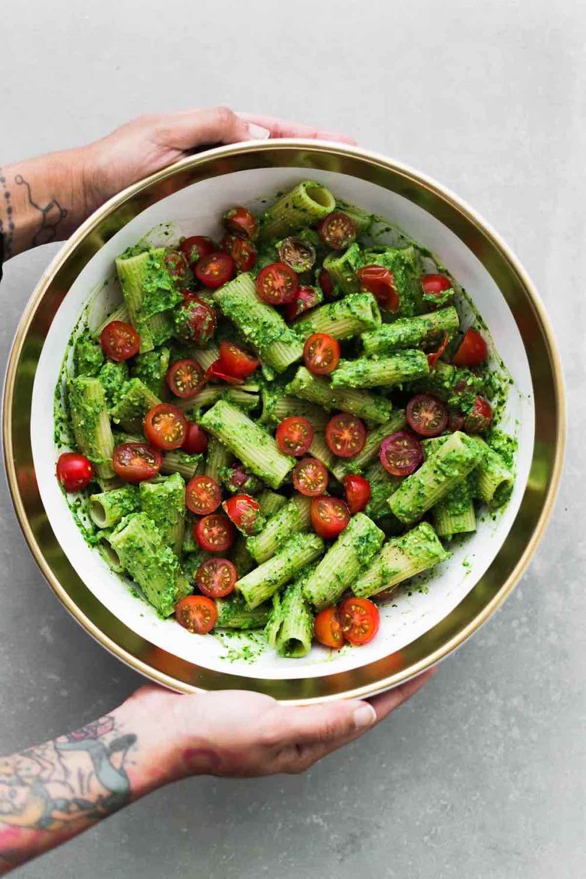 avocado pesto pasta.