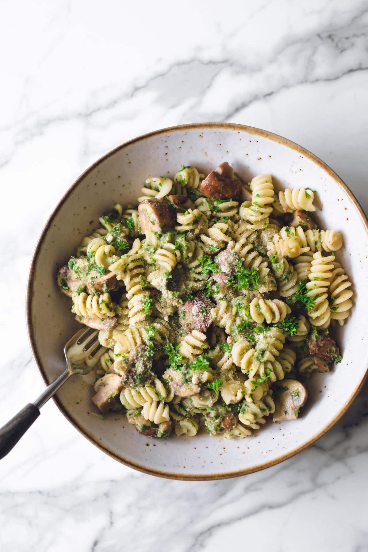 creamy mushroom pasta.