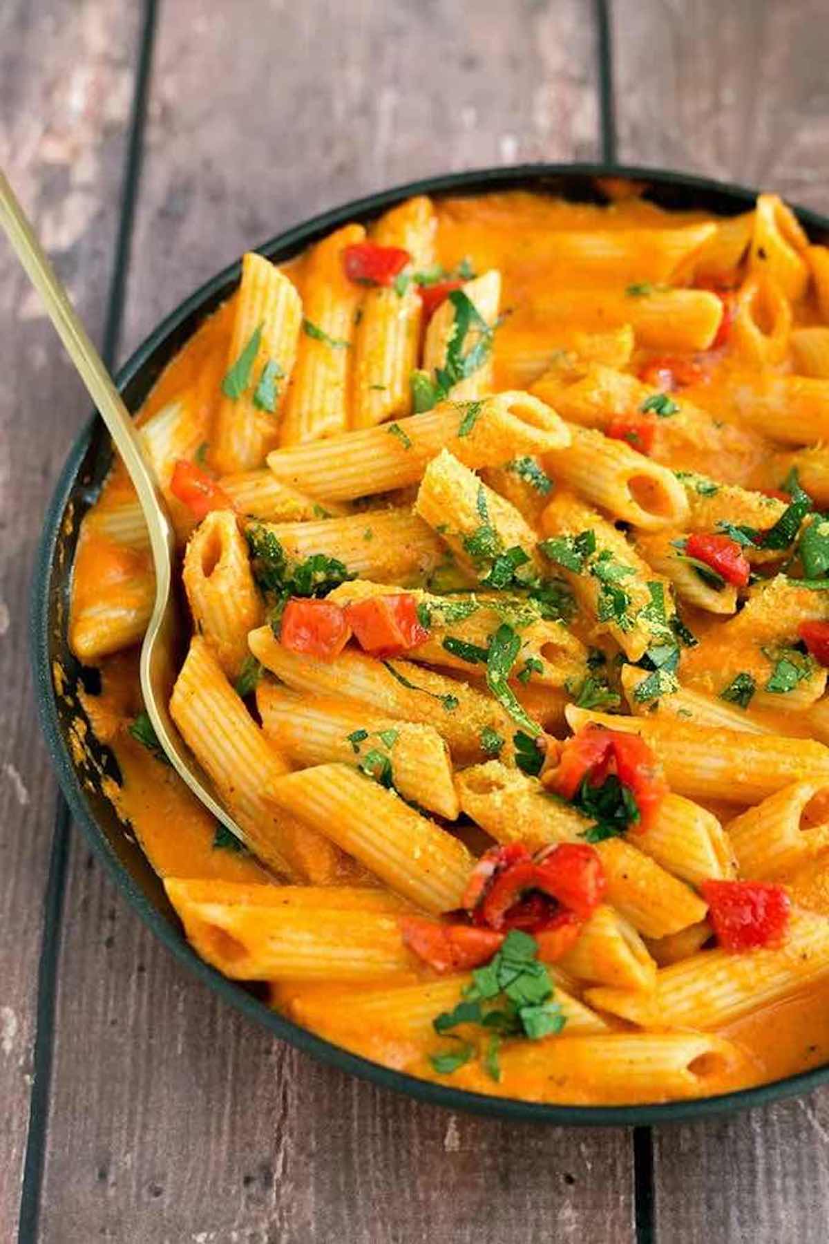 roasted red pepper pasta.