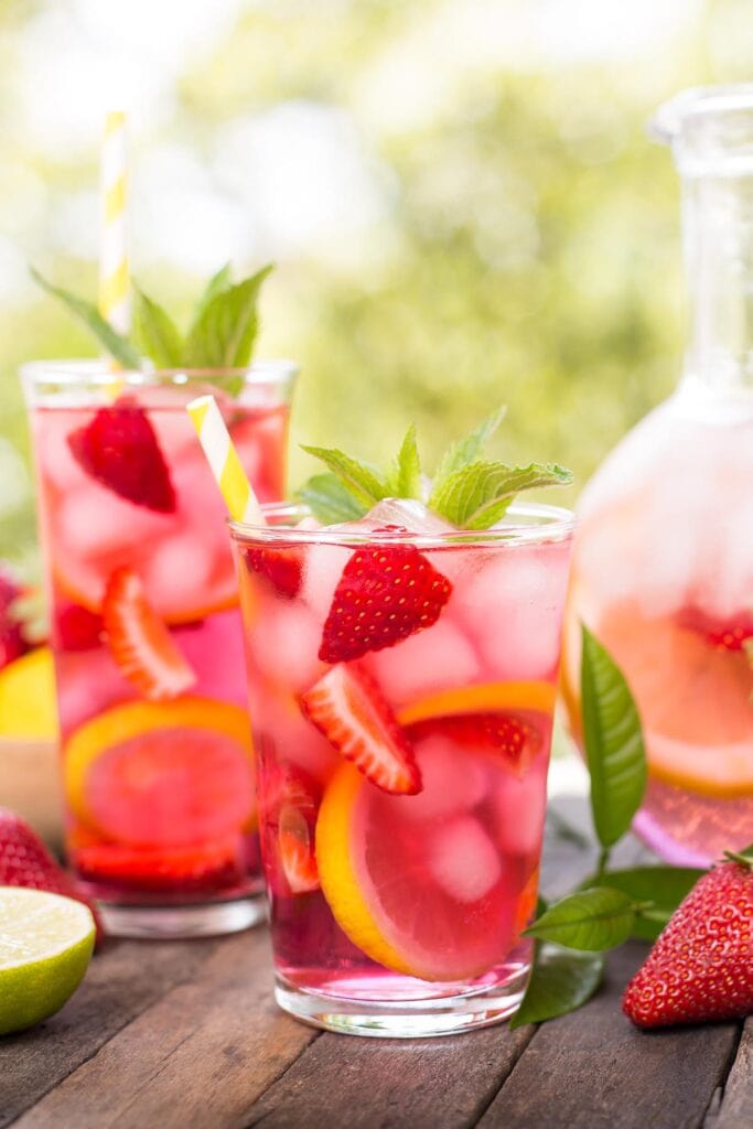 homemade pink lemonade.