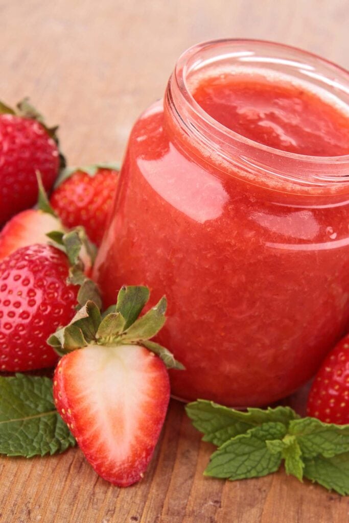 fresh strawberry puree.