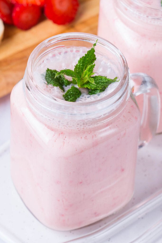 thick strawberry banana smoothie.