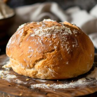 vegan bread on a chopping board.