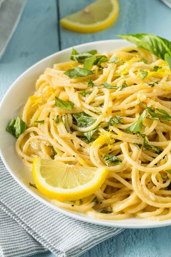 lemon garlic pasta.